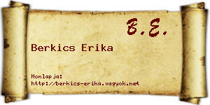 Berkics Erika névjegykártya